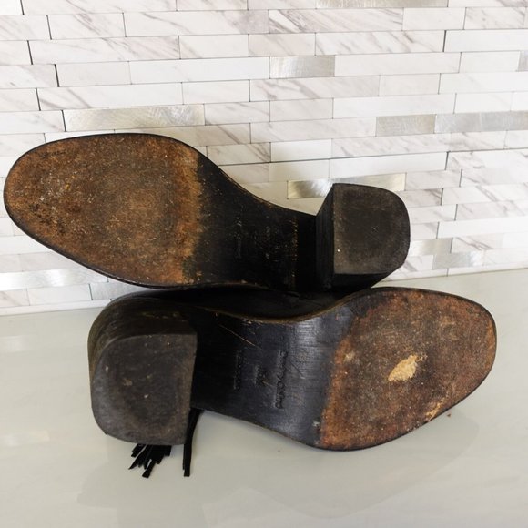 See By Chloe Boots Women Leather Size 36.5 Black Western Ankle Booties Fringes 6 - Picture 11 of 15